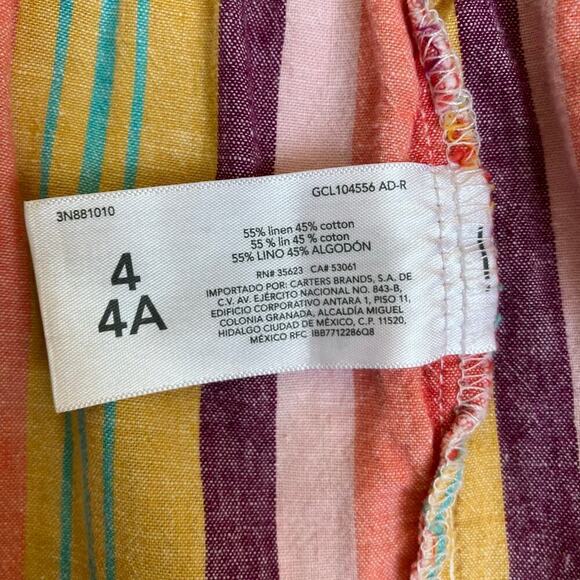 Girls Tea Collection & Carters Bundle Linen Blend Dresses Spring Summer 4/4T - Picture 8 of 16